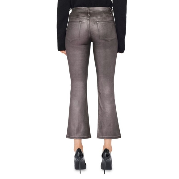 FRAME Le Crop Mini Boot Cut Jeans Coated Stretch Denim Midrise Mahogany 31 NWT - Picture 16 of 16